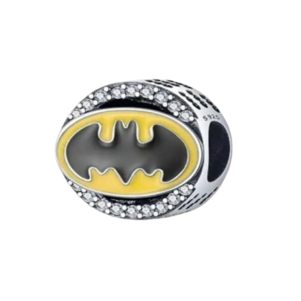 🎆LINX DISCONTINUED Sterling Silver Batman Rhinestone Bracelet Charm